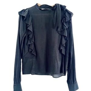 Doen Geranium Ruffled Top in Black